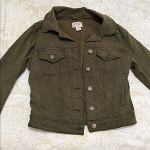 Guess Olive Green Denim Trucker Jacket